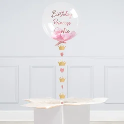 Outlet Personalised Princess Confetti Bubble Balloon - Delivered Inflated! Kids Balloons For Kids|Personalised & Photo Balloons