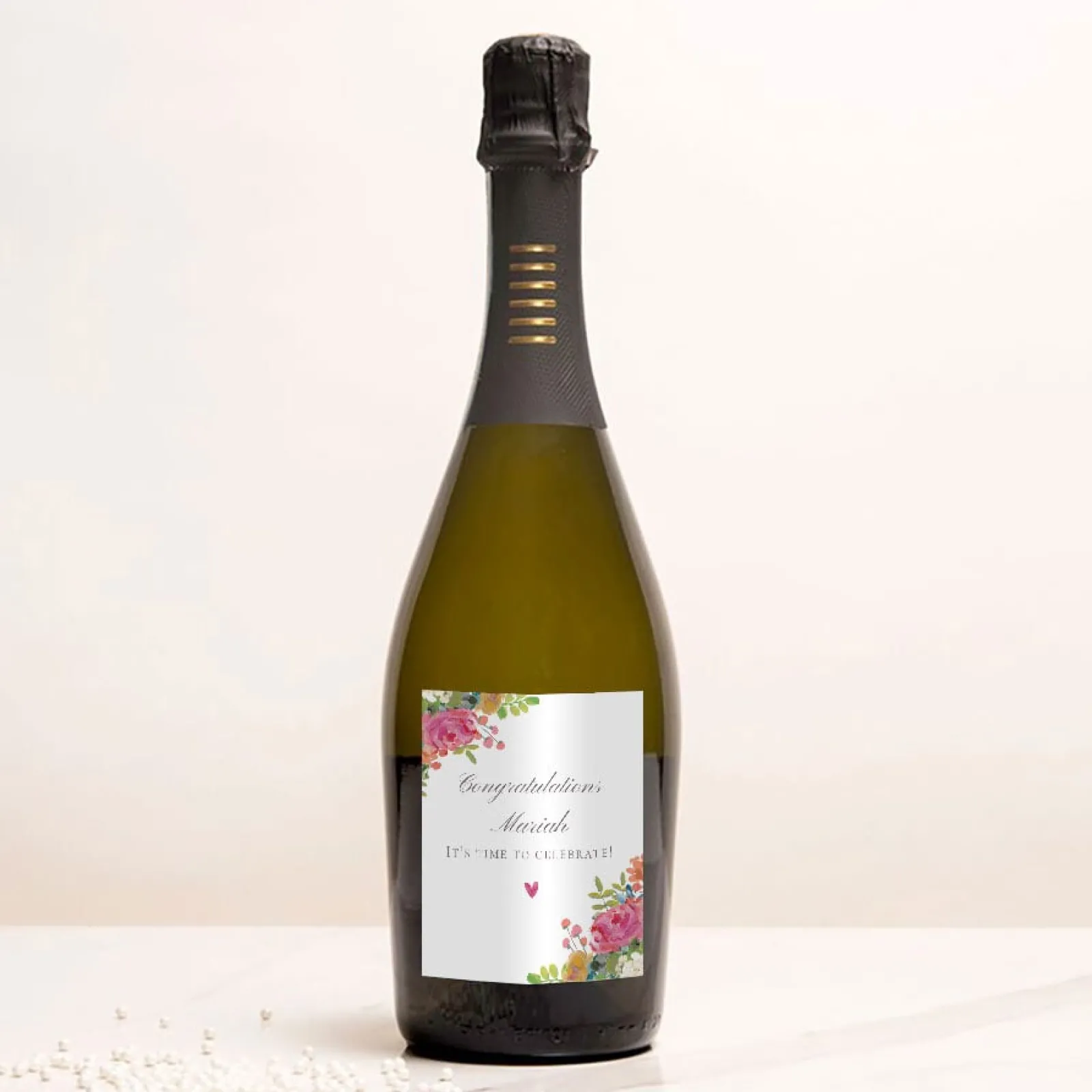 Card Factory Personalised Prosecco - Floral It's Time To Celebrate