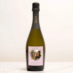 Card Factory Personalised Prosecco - Photo Upload - Pink Circle of Flowers