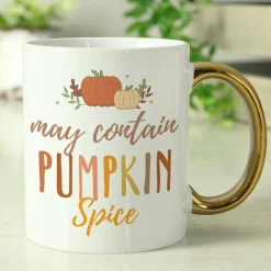New Personalised Pumpkin Spice Gold Handle Mug Personalised Mugs|Mugs