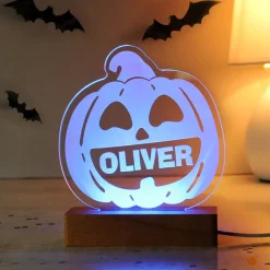 Kids Card Factory Personalised Pumpkin Wooden LED Light