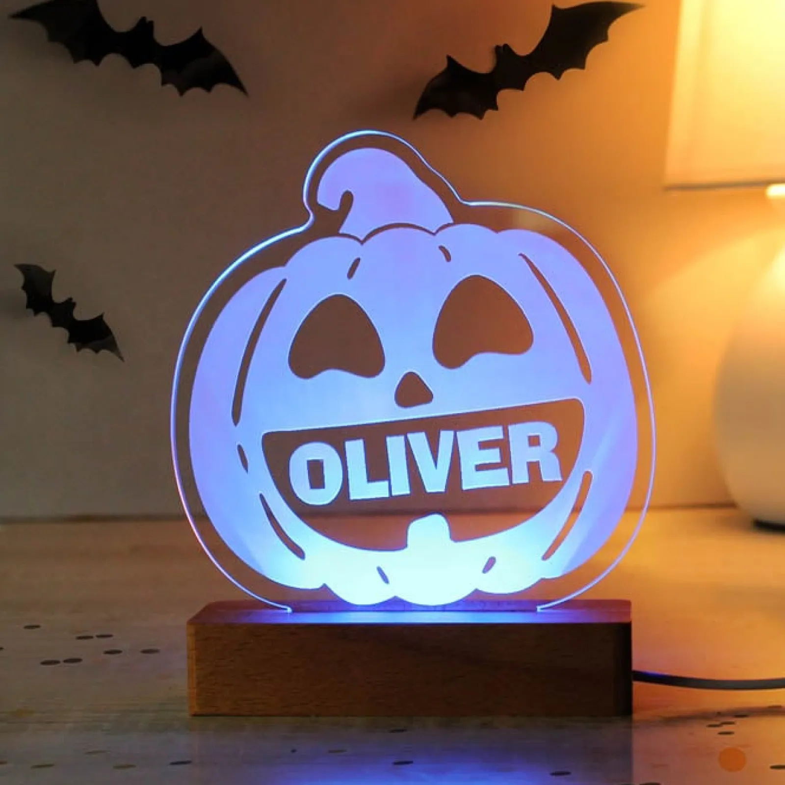 Kids Card Factory Personalised Pumpkin Wooden LED Light