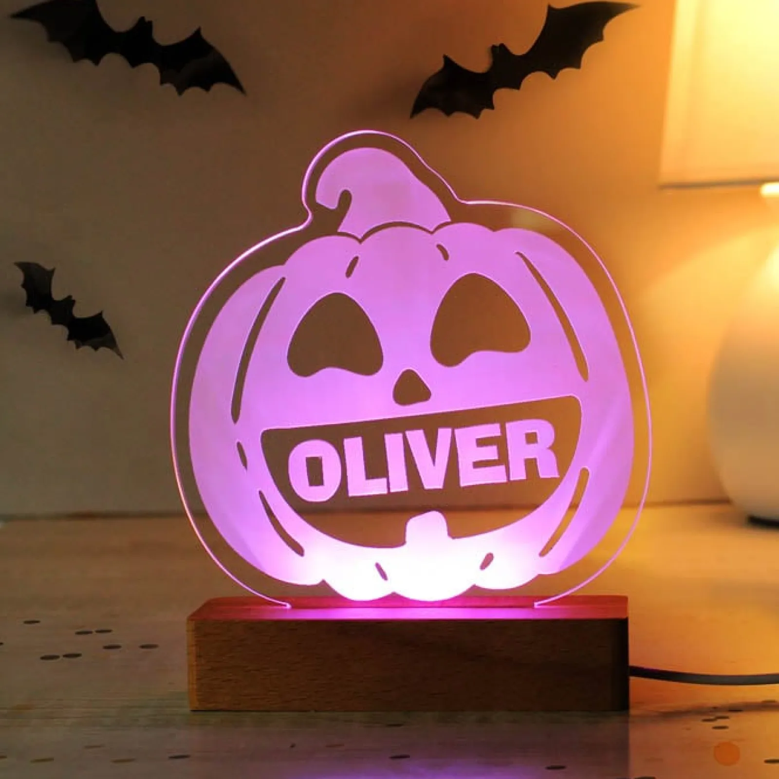 Kids Card Factory Personalised Pumpkin Wooden LED Light