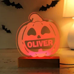 Kids Card Factory Personalised Pumpkin Wooden LED Light