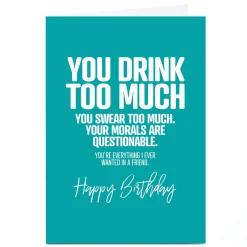 Card Factory Personalised Punk Birthday Card - You Drink Too Much