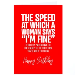 Best Personalised Punk Birthday Card - I'm Fine Funny|Birthday
