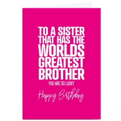 Card Factory Personalised Punk Birthday Card - Sister From Brother