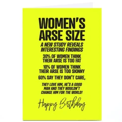 Online Personalised Punk Birthday Card - Women's Arse Size Funny|Birthday