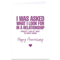 Card Factory Personalised Punk Cards Anniversary Card - A Way Out