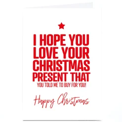 Card Factory Personalised Punk Christmas Card - I Hope You Love...