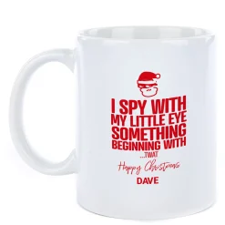 New Personalised Punk Christmas Mug - I Spy with my little Eye Personalised Mugs|Mugs