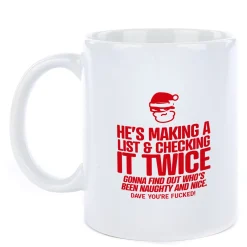 Card Factory Personalised Punk Christmas Mug - He's Making A List