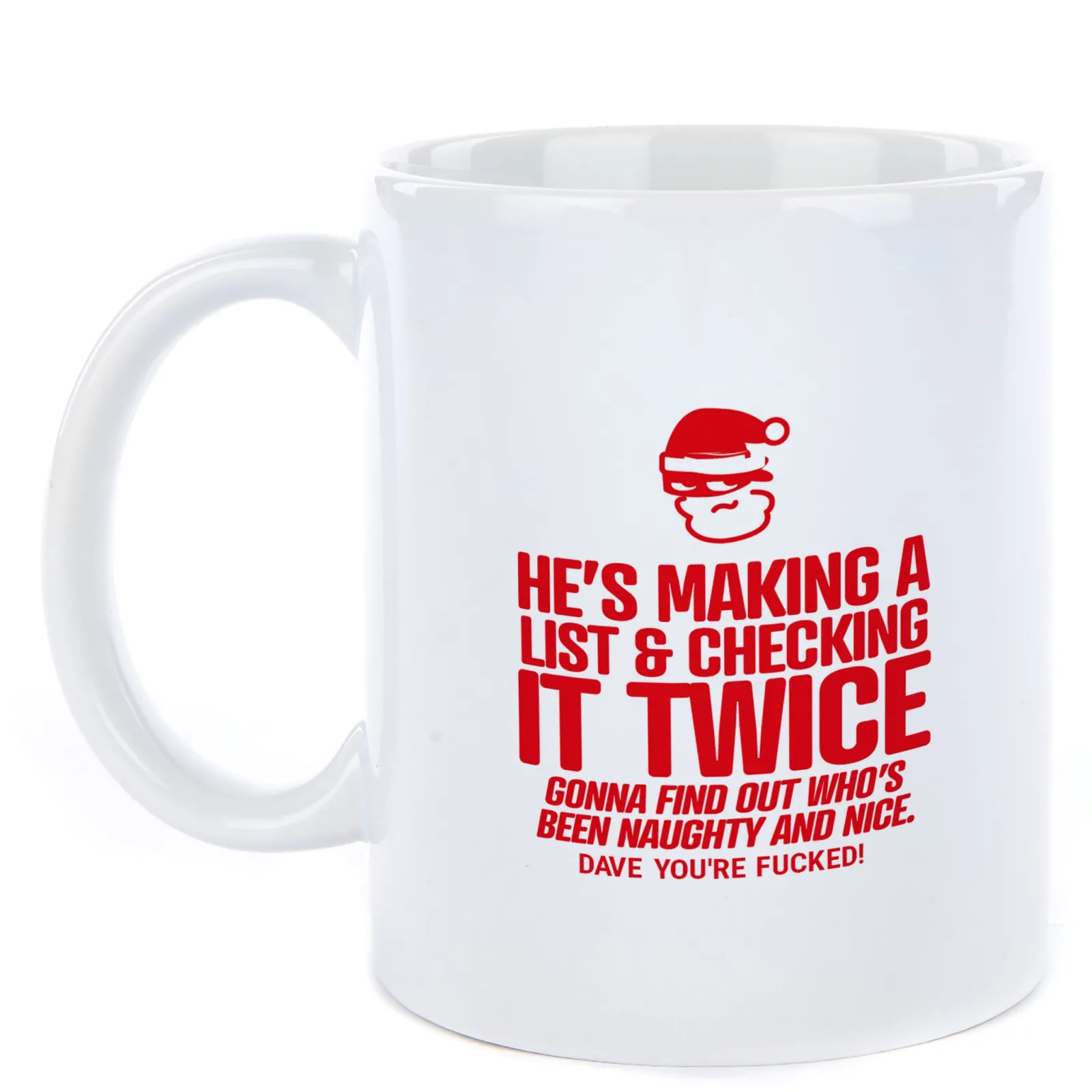 Card Factory Personalised Punk Christmas Mug - He's Making A List