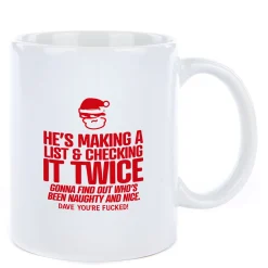 Card Factory Personalised Punk Christmas Mug - He's Making A List
