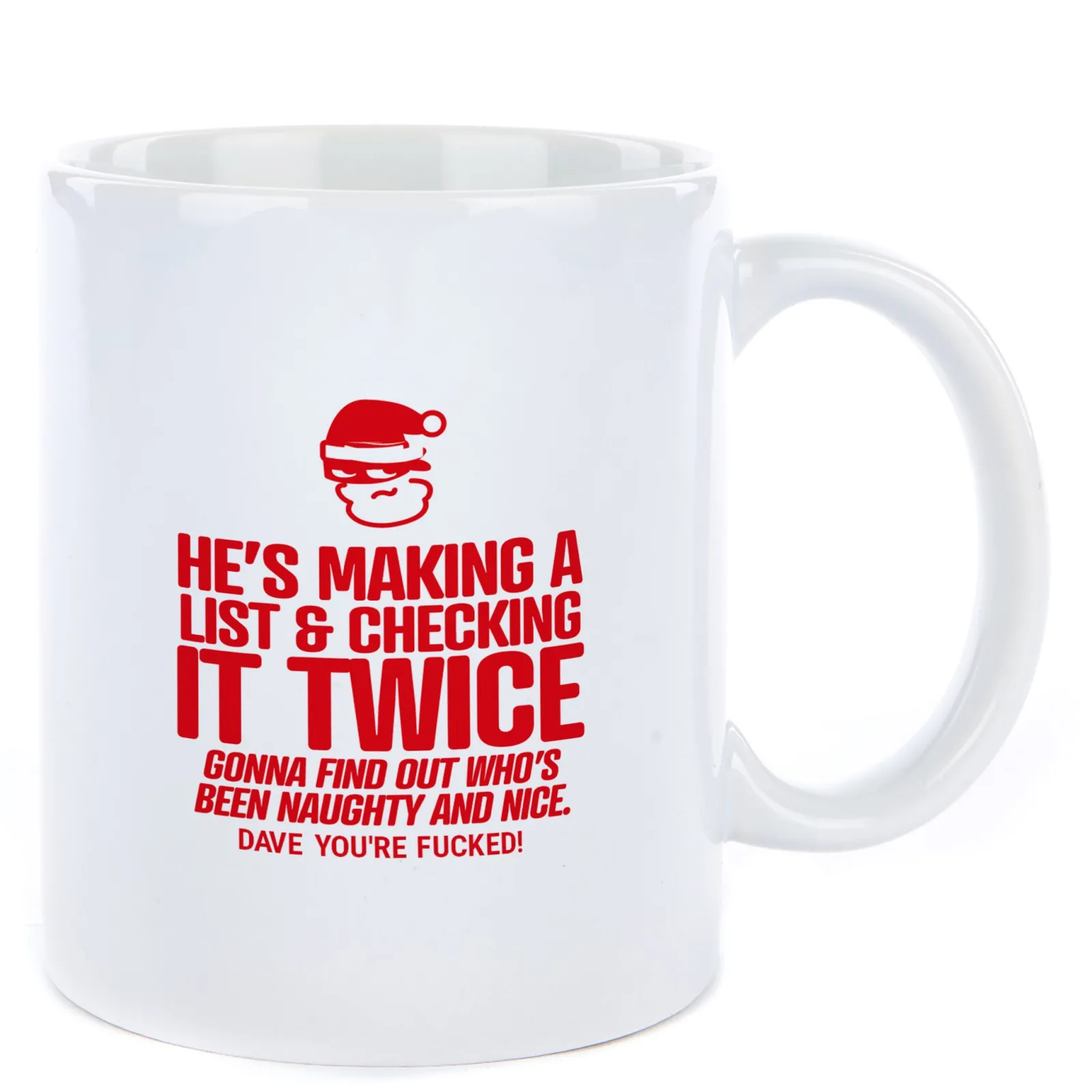 Card Factory Personalised Punk Christmas Mug - He's Making A List
