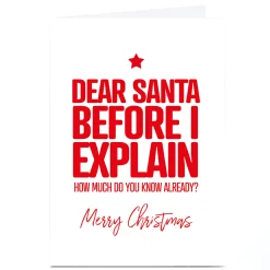 New Personalised Punk Christmas Card - Dear Santa Funny|Christmas