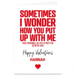 Card Factory Personalised Punk Valentine's Day Card - I Sometimes Wonder