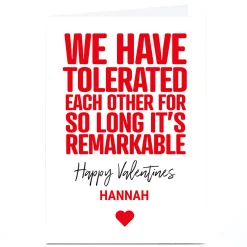 Card Factory Personalised Punk Valentine's Day Card - Tolerated Each Other