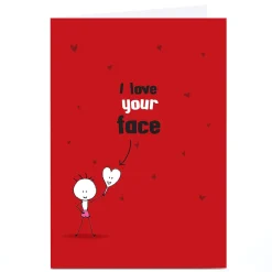 Card Factory Personalised Quitting Hollywood Valentine Card- I love your Face