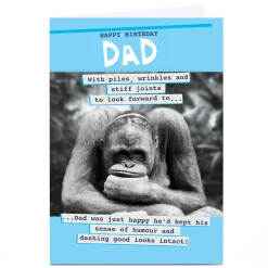 Card Factory Personalised Quitting Hollywood Birthday Card - Dad, Orangutan