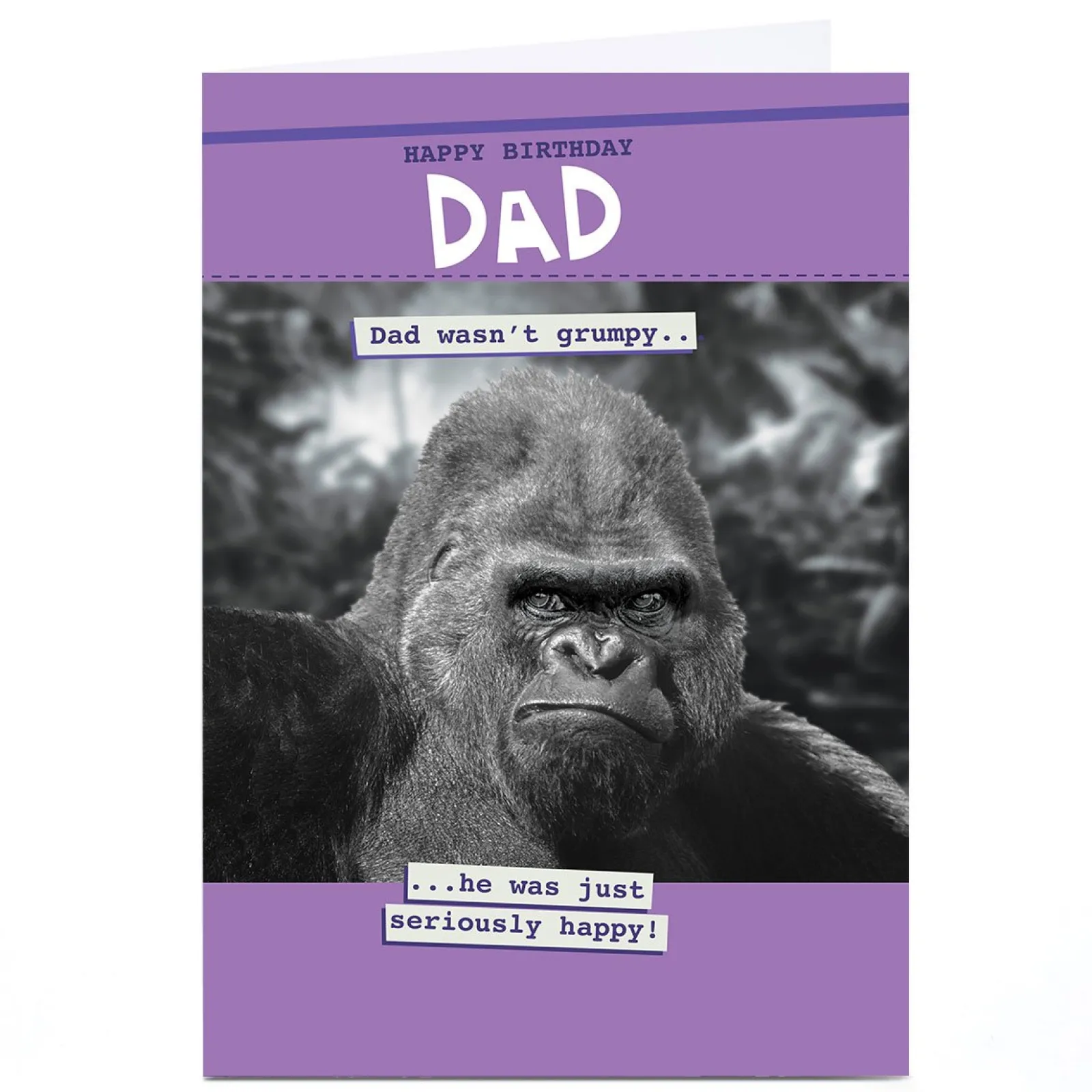 Card Factory Personalised Quitting Hollywood Birthday Card - Dad, Gorilla