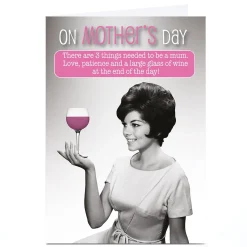 Clearance Personalised Qutting Hollywood Mother's Day Card - Mum Large Glass Funny