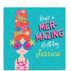 Best Personalised Rachel Clynick Birthday Card - Mer-mazing For Auntie|Female Friend