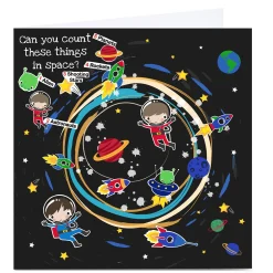 Kids Card Factory Personalised Rachel Griffin Birthday Card - Can You Count, Space Items?