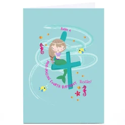 Personalised Rachel Griffin Birthday Card - 4, Mer-mazing Birthday Kids For Granddaughter|For Daughter