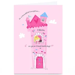 Kids Card Factory Personalised Rachel Griffin Daughter Birthday Card - Pink Princess Castle