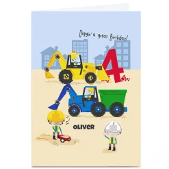 Online Personalised Rachel Griffin Birthday Card - Diggin' A Great Birthday, 4 Kids For Granddaughter|For Daughter