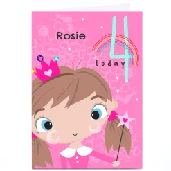 Kids Card Factory Personalised Rachel Griffin 4th Birthday Card - Pink Princess