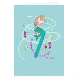 Kids Card Factory Personalised Rachel Griffin Birthday Card - 7, Mer-mazing Birthday