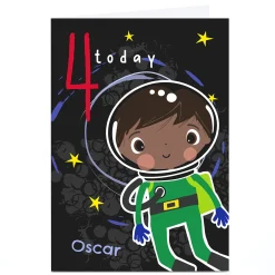 Clearance Personalised Rachel Griffin 4th Birthday Card - Space Man Kids For Granddaughter|Granddaughter