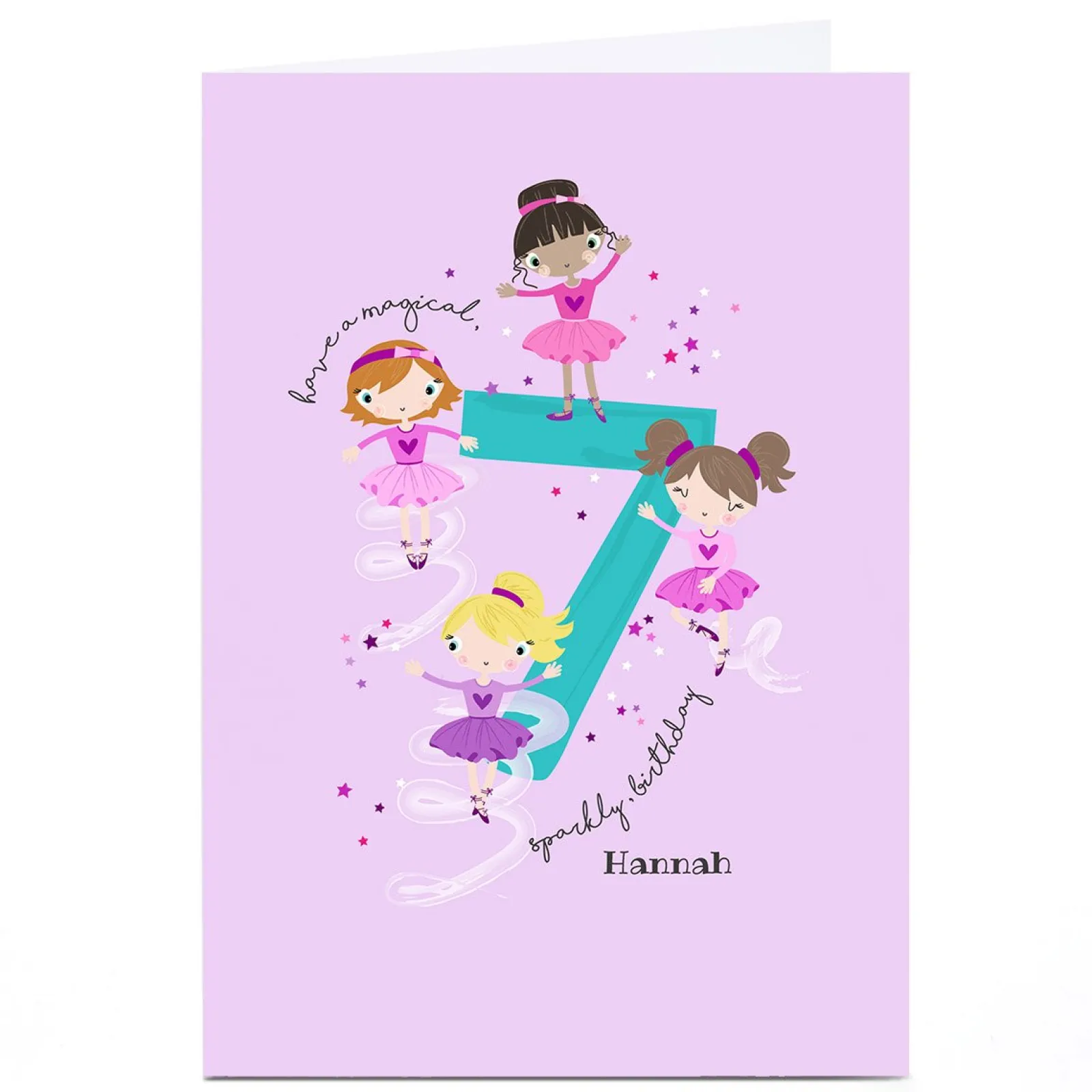 Kids Card Factory Personalised Rachel Griffin Birthday Card - 7, Sparkly Birthday