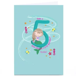 Kids Card Factory Personalised Rachel Griffin Birthday Card - 5, Mer-mazing Birthday