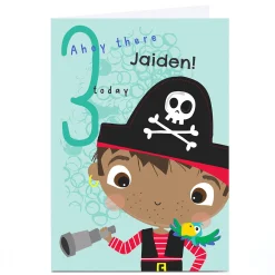 Kids Card Factory Personalised Rachel Griffin 3rd Birthday Card - Pirate