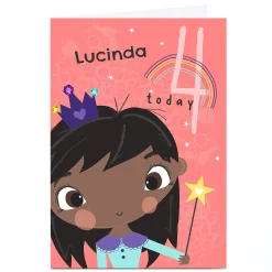 Hot Personalised Rachel Griffin 4th Birthday Card - Princess Kids For Granddaughter|Granddaughter