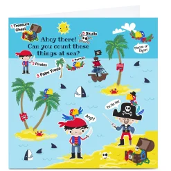 Kids Card Factory Personalised Rachel Griffin Birthday Card - Can You Count, Pirate Items?