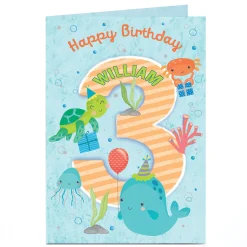 Discount Personalised 3rd Birthday Card - Sea Creatures Kids For Son|For Nephew