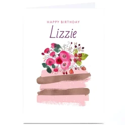 Card Factory Personalised Rebecca Prinn Birthday Card - Pink Cake