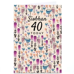 Sale Personalised Rebecca Prinn Birthday 40th Card - Pink For Wife|For Sister
