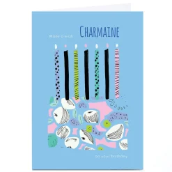 Clearance Personalised Rebecca Prinn Birthday Card - Light Blue Candles Birthday|For Her