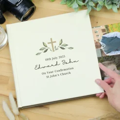 Outlet Personalised Religious Cross Square Photo Album Kids Photo Frames|Christening Gifts