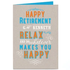 Personalised Retirement Card - Relax Retirement|Birthday