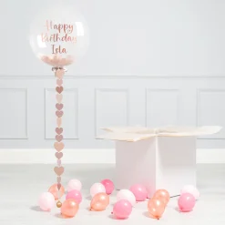 Card Factory Personalised Rose Gold Heart Confetti Bubblegum Balloon & Minis - DELIVERED INFLATED!