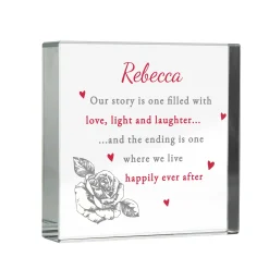 Sale Personalised Rose Heart Glass Token Personalised Jewellery And Keepsakes|Jewellery & Keepsakes