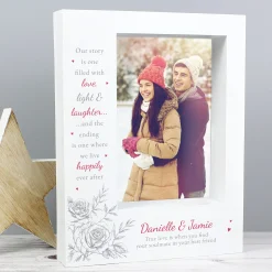 Outlet Personalised Roses & Hearts 5x7 Box Photo Frame Photo Frames|Gifts For Couples