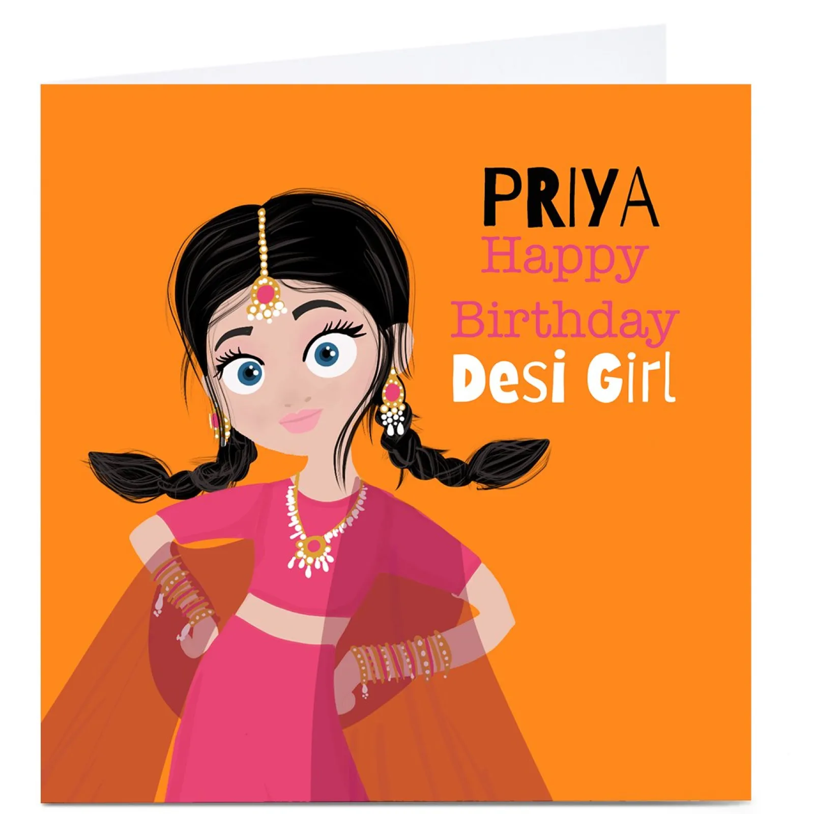 Clearance Personalised Rosha Designs Birthday Card - Desi Girl Kids For Kids|Birthday