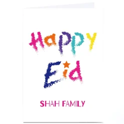 Sale Personalised Roshah Designs Eid Card - Colourful Text Eid